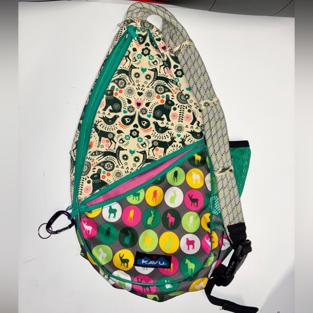 KAVU Multicolor Sling Bag with Animal Patterns
